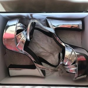 NastyGal Disco Silver Metallic Platforms
